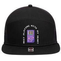 Quit Playing With My Heart Retro Video Game 7 Panel Mesh Trucker Snapback Hat