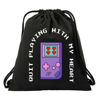 Quit Playing With My Heart Retro Video Game Drawstring Bag