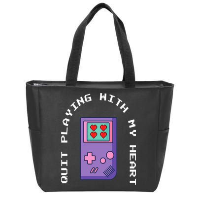 Quit Playing With My Heart Retro Video Game Zip Tote Bag