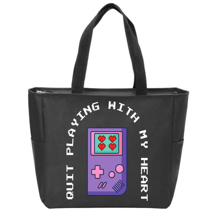 Quit Playing With My Heart Retro Video Game Zip Tote Bag