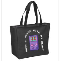 Quit Playing With My Heart Retro Video Game Zip Tote Bag