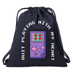 Quit Playing With My Heart Retro Video Game Drawstring Bag