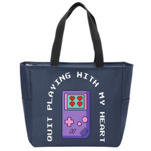 Quit Playing With My Heart Retro Video Game Zip Tote Bag