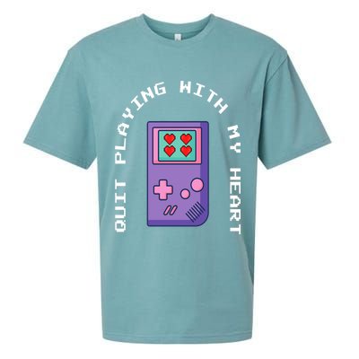 Quit Playing With My Heart Retro Video Game Sueded Cloud Jersey T-Shirt