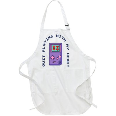 Quit Playing With My Heart Retro Video Game Full-Length Apron With Pockets