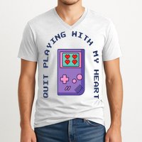 Quit Playing With My Heart Retro Video Game V-Neck T-Shirt