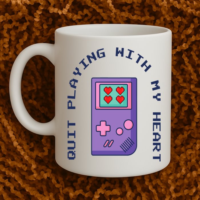 Quit Playing With My Heart Retro Video Game Mug