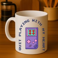 Quit Playing With My Heart Retro Video Game Mug