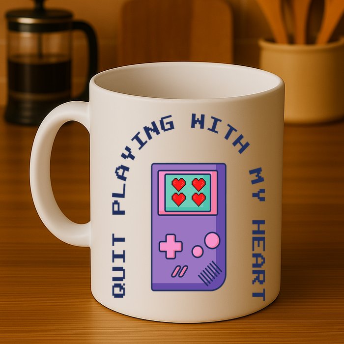 Quit Playing With My Heart Retro Video Game Mug