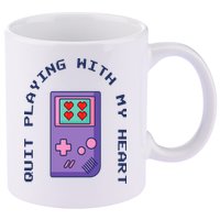 Quit Playing With My Heart Retro Video Game 11oz C Handle Ceramic Mug