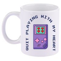 Quit Playing With My Heart Retro Video Game 11oz C Handle Ceramic Mug