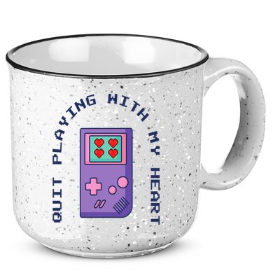 Quit Playing With My Heart Retro Video Game 15oz Campfire Ceramic Mug