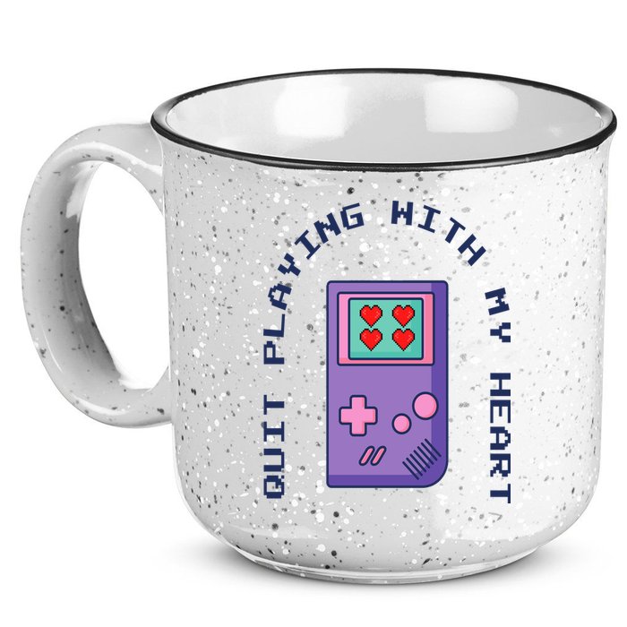 Quit Playing With My Heart Retro Video Game 15oz Campfire Ceramic Mug