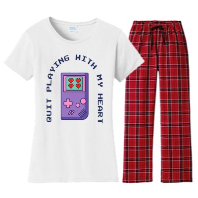 Quit Playing With My Heart Retro Video Game Women's Flannel Pajama Set