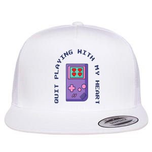 Quit Playing With My Heart Retro Video Game Flat Bill Trucker Hat