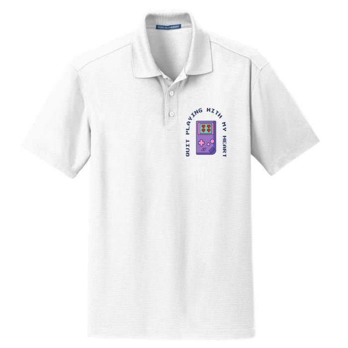 Quit Playing With My Heart Retro Video Game Dry Zone Grid Polo