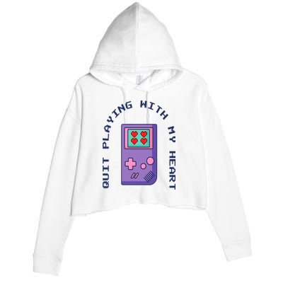 Quit Playing With My Heart Retro Video Game Crop Fleece Hoodie