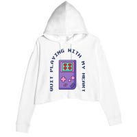 Quit Playing With My Heart Retro Video Game Crop Fleece Hoodie
