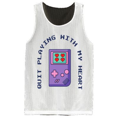Quit Playing With My Heart Retro Video Game Mesh Reversible Basketball Jersey Tank