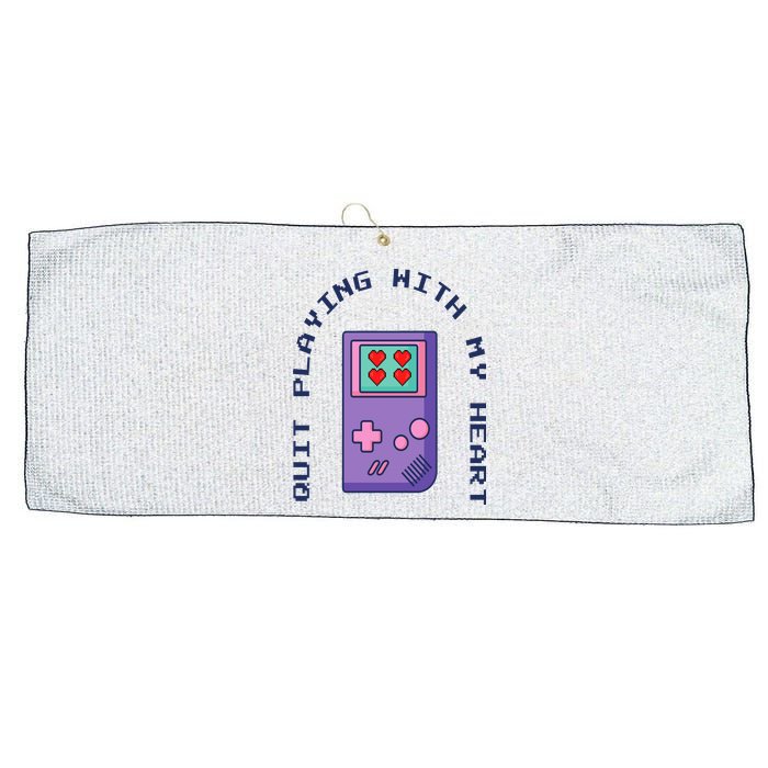Quit Playing With My Heart Retro Video Game Large Microfiber Waffle Golf Towel