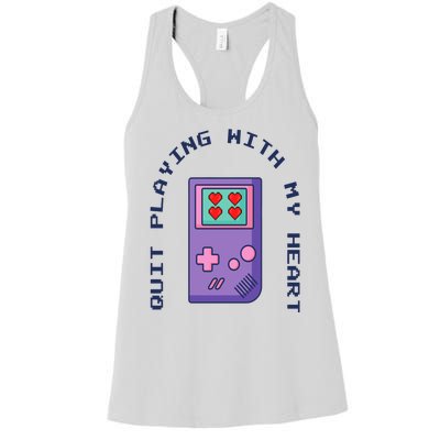 Quit Playing With My Heart Retro Video Game Women's Racerback Tank