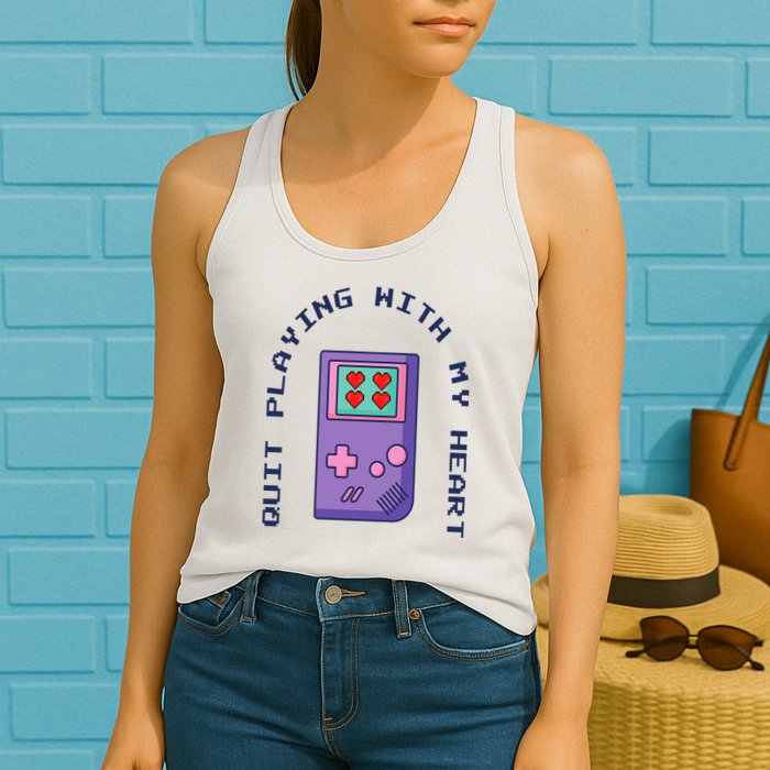 Quit Playing With My Heart Retro Video Game Womens Tank Top