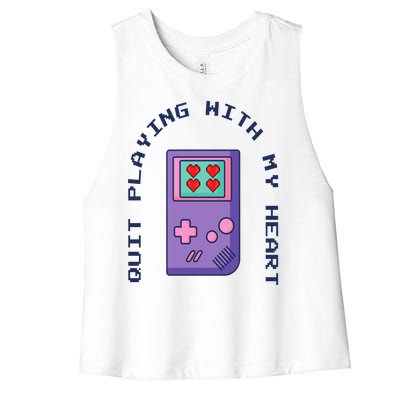 Quit Playing With My Heart Retro Video Game Women's Racerback Cropped Tank