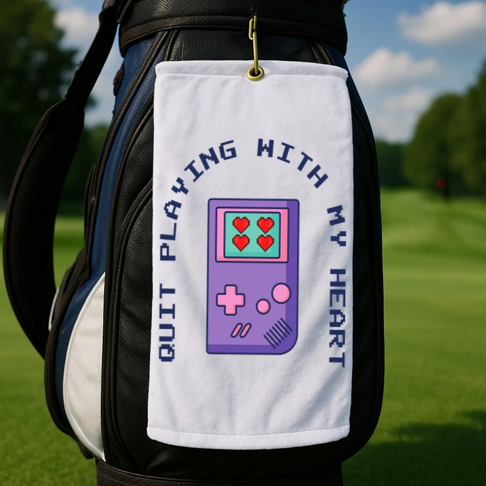 Quit Playing With My Heart Retro Video Game Golf Towel