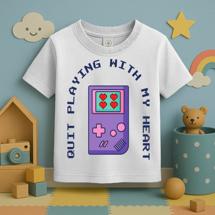 Quit Playing With My Heart Retro Video Game Toddler T-Shirt