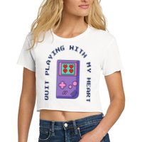 Quit Playing With My Heart Retro Video Game Crop Top