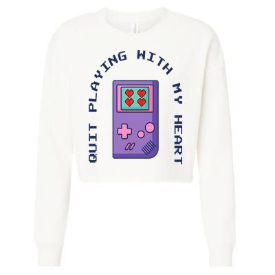 Quit Playing With My Heart Retro Video Game Cropped Pullover Crew