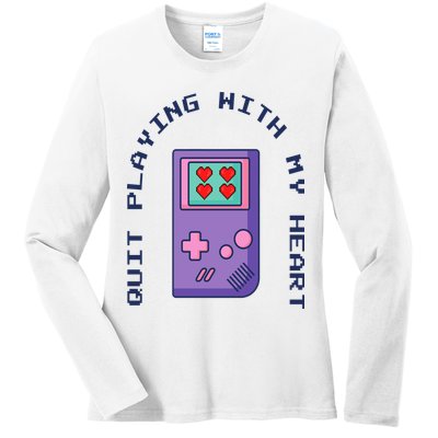 Quit Playing With My Heart Retro Video Game Ladies Long Sleeve Shirt