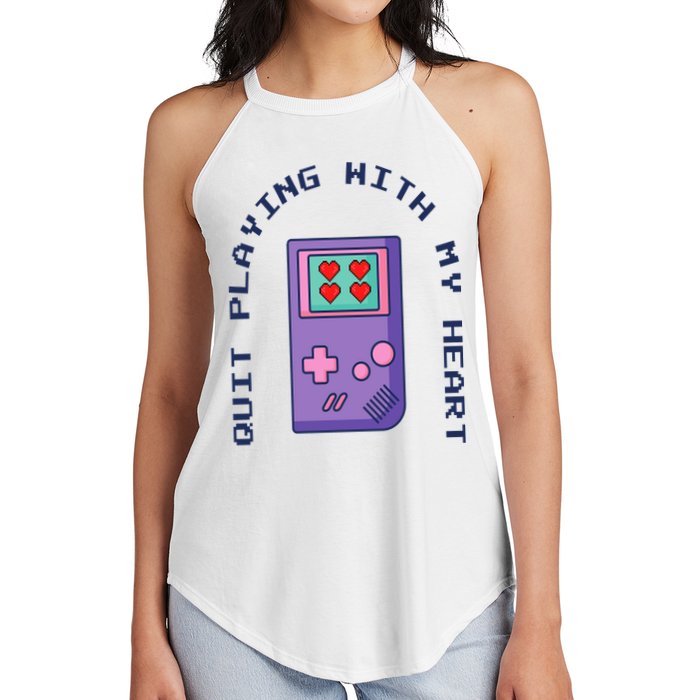 Quit Playing With My Heart Retro Video Game Women's Perfect Tri Rocker Tank