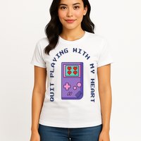 Quit Playing With My Heart Retro Video Game Womens T-Shirt