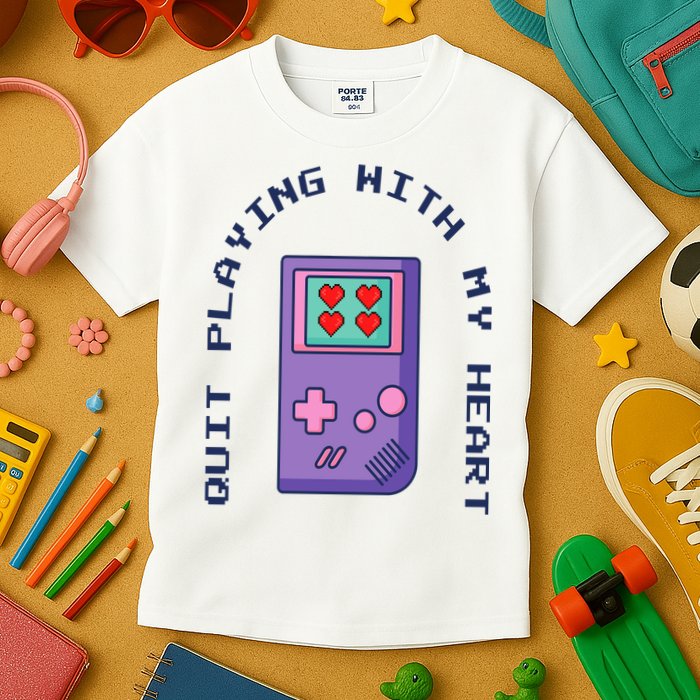 Quit Playing With My Heart Retro Video Game Kids T-Shirt