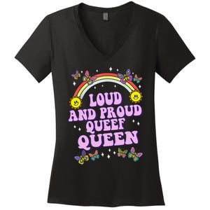 Queef Queen Embarrassing Queefed Inappropriate Queefing Women's V-Neck T-Shirt