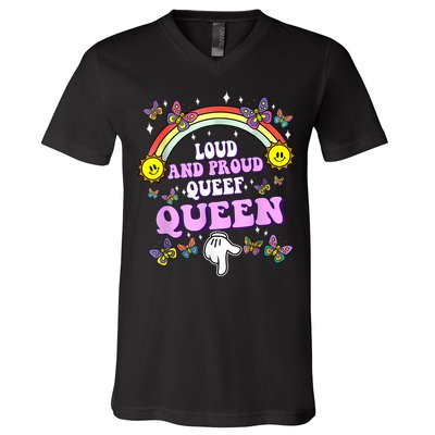 Queef Queen Embarrassing Queefed Inappropriate Queefing V-Neck T-Shirt