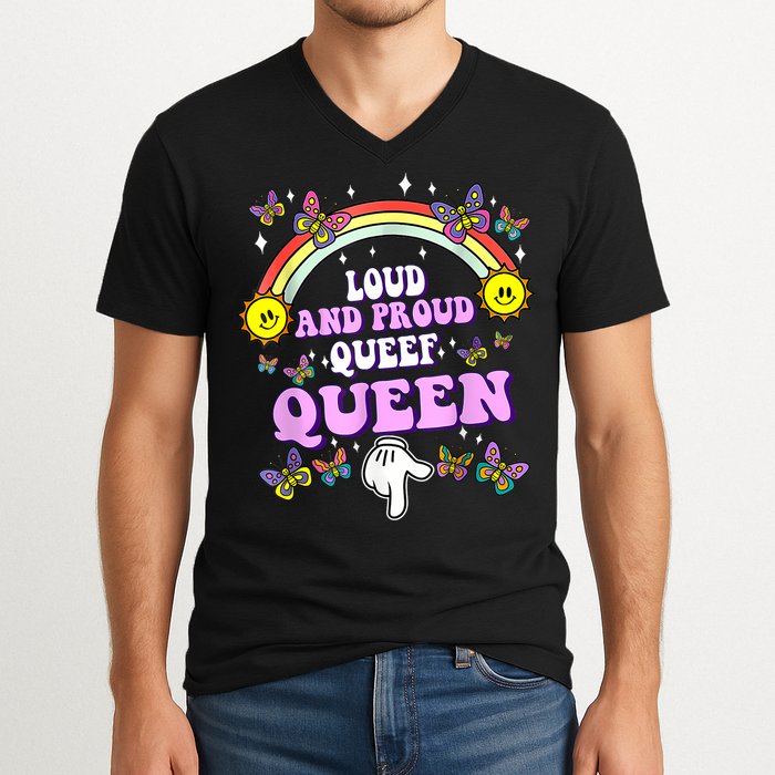 Queef Queen Embarrassing Queefed Inappropriate Queefing V-Neck T-Shirt