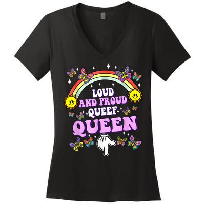 Queef Queen Embarrassing Queefed Inappropriate Queefing Women's V-Neck T-Shirt