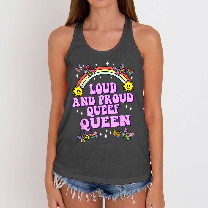 Queef Queen Embarrassing Queefed Inappropriate Queefing Women's Knotted Racerback Tank