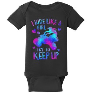 Quad Ride Like A  Try Keep Up Four wheeler Rider  Baby Bodysuit