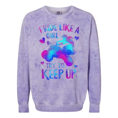 Quad Ride Like A  Try Keep Up Four wheeler Rider Colorblast Crewneck Sweatshirt