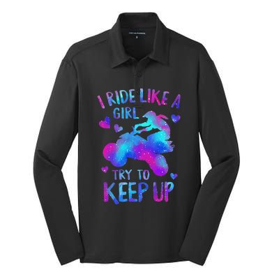 Quad Ride Like A  Try Keep Up Four wheeler Rider Silk Touch Performance Long Sleeve Polo