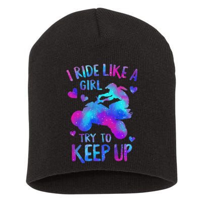 Quad Ride Like A  Try Keep Up Four wheeler Rider Short Acrylic Beanie