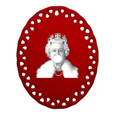 Queen RIP Queen Elizabeth II Bubble Gum Funny Royal Family UK Flag Ceramic Oval Ornament