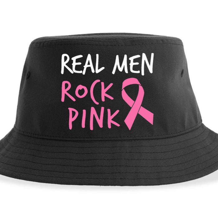 quote Real  Rock Pink Fighting Breast Cancer Sustainable Bucket Hat