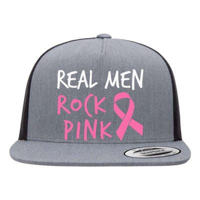 quote Real  Rock Pink Fighting Breast Cancer Flat Bill Trucker Hat