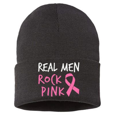 quote Real  Rock Pink Fighting Breast Cancer Sustainable Knit Beanie