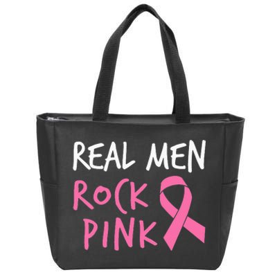 quote Real  Rock Pink Fighting Breast Cancer Zip Tote Bag