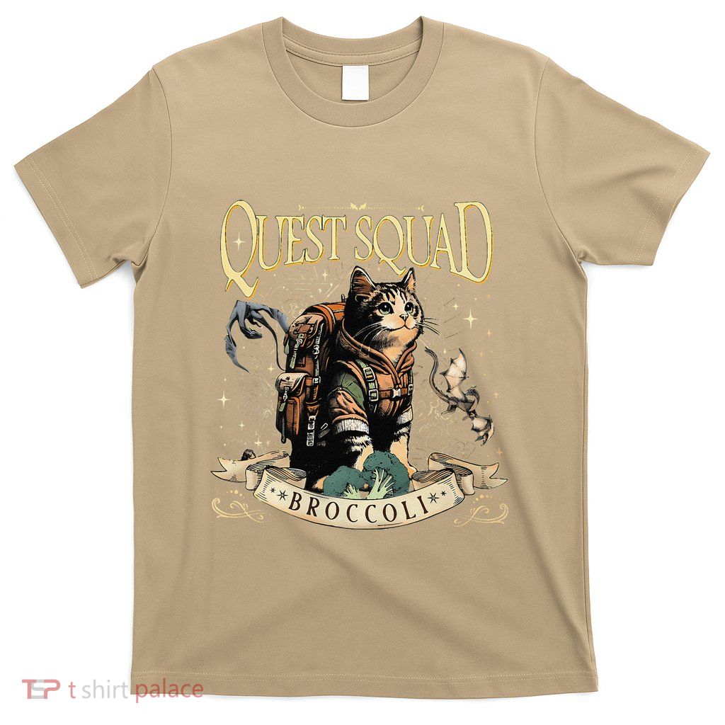 Quest Retro Squad Cat Broccoli Bookish Cat Reading Women T-Shirt